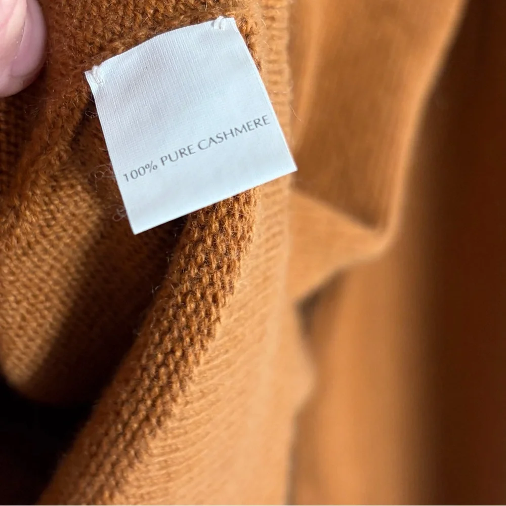 TSE 100% Pure Cashmere V-Neck Sweater in Golden Orange Yellow